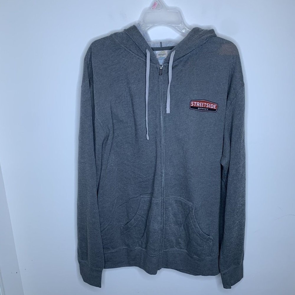 Independent Streetside Brewery Mens XXL Grey Full Zip Long Sleeve Hooded Jacket